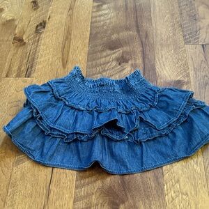 Gap x LoveShackFancy Girl’s Blue Denim Ruffle Skirt Size S